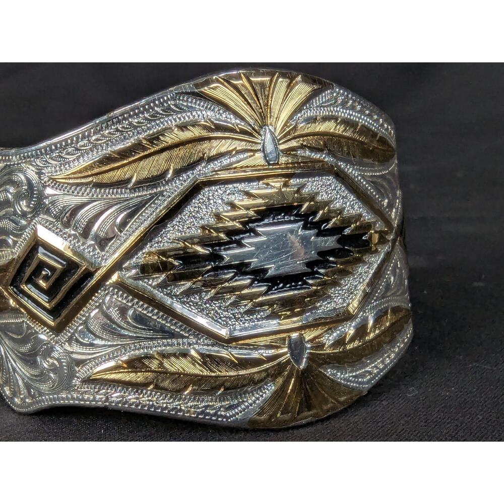 Montana Silversmiths Western Cuff Bracelet Silver Plated Scrollwork Geometric - Picture 11 of 12